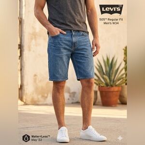 Levi’s 505™ Regular Fit Denim Long Shorts – Men’s W34 Pre-owned